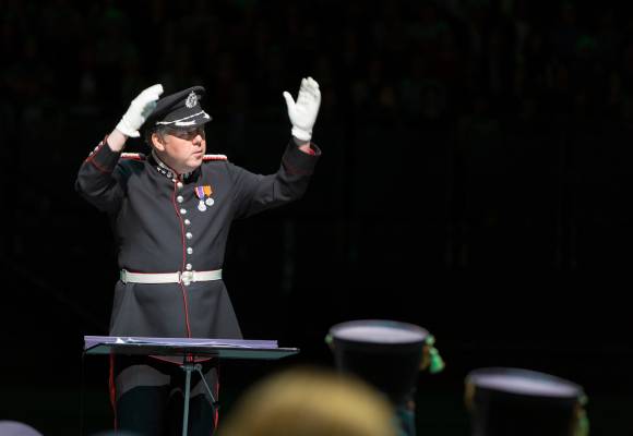 Oberstløytnant Lars Erik Gudim under Norsk militær tattoo 2018 / LieutenantColonel Lars Erik Gudim during the Norwegian Military Tattoo 2018