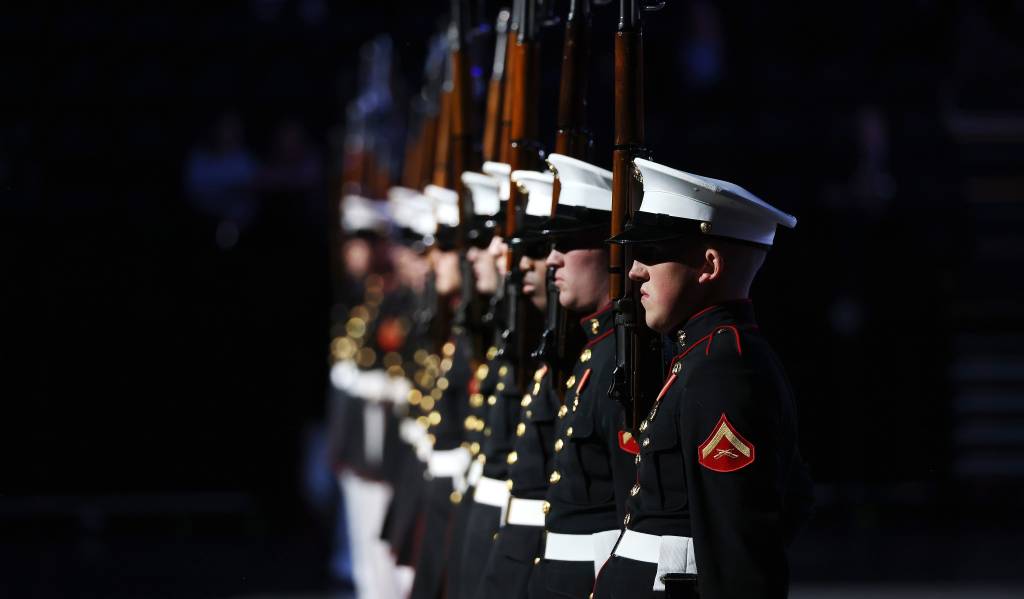 Fra Norsk Militær Tattoo 2024 i Oslo Spektrum.
U.S. Marine Corps Silent Drill Platoon